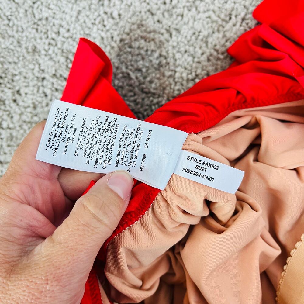 J. Crew Red Ruffle scoopback one-piece swimsuit Size 6 - Picture 7 of 7